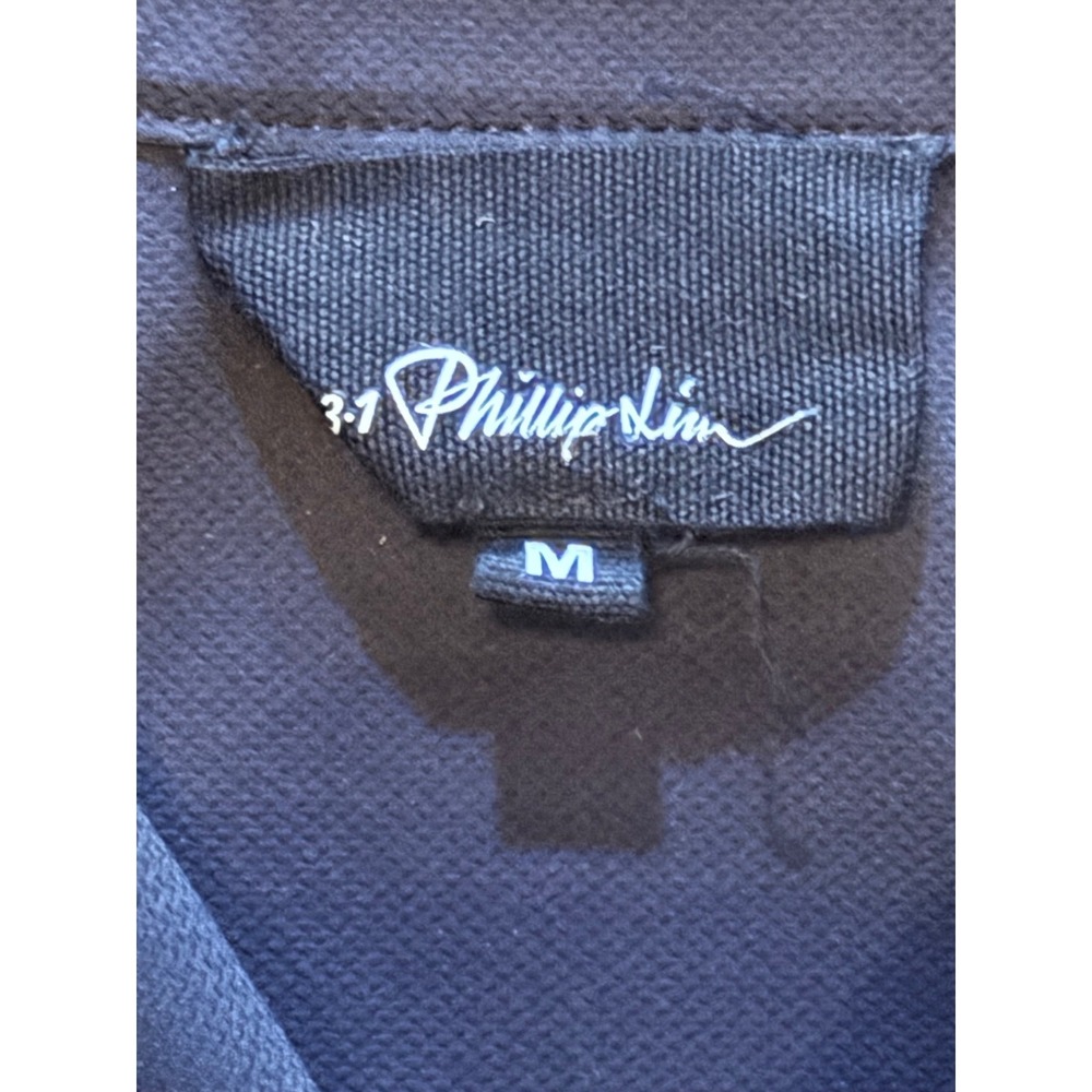 3.1 Phillip Lim Mens Short Sleeve Button Down Cotton Blend Shirt Black Size M - Picture 4 of 8